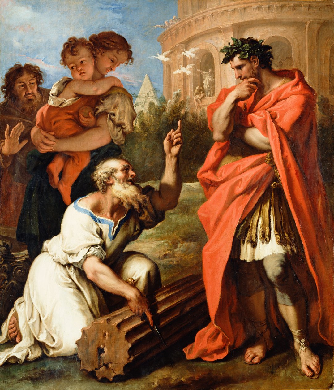 Tarquin vanhin konsultti Attius Navius, n. 1690 (öljy kankaalle) tekijältä Sebastiano Ricci
