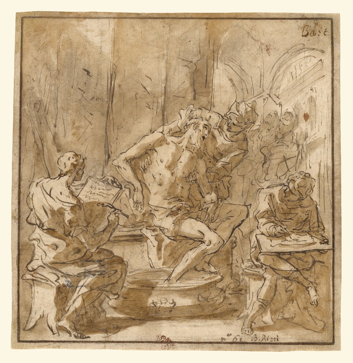 Senecan kuolema (etusivu); miehen tutkimus (kääntöpuoli). tekijältä Sebastiano Ricci