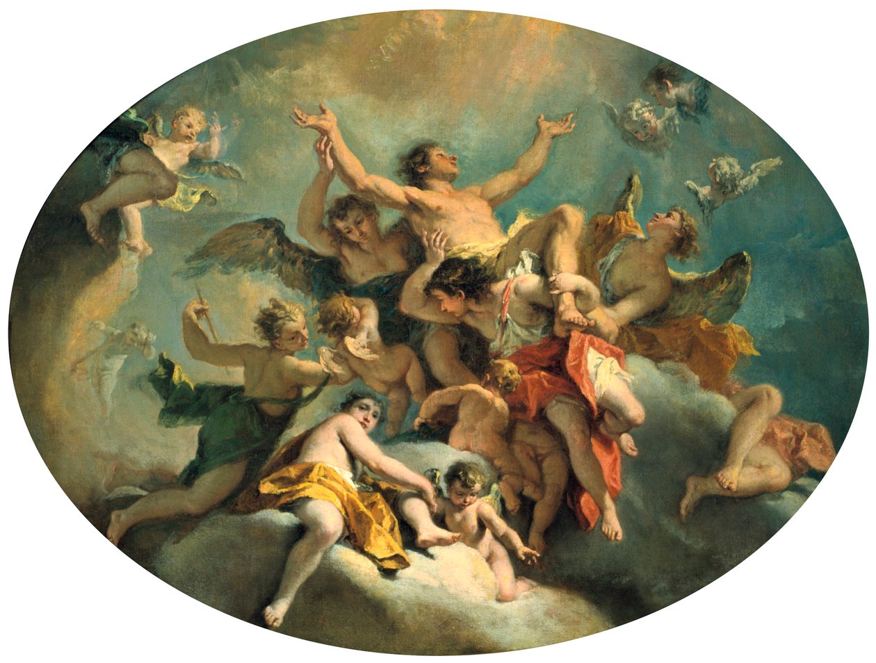 Pyhän Sebastianin kirkkaus, 1600-luvun loppu 1700-luvun alussa tekijältä Sebastiano Ricci