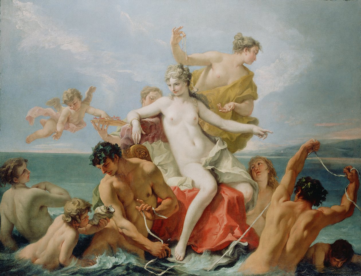 Triumph of the Marine Venus, n. 1713 (öljy kankaalle) tekijältä Sebastiano Ricci