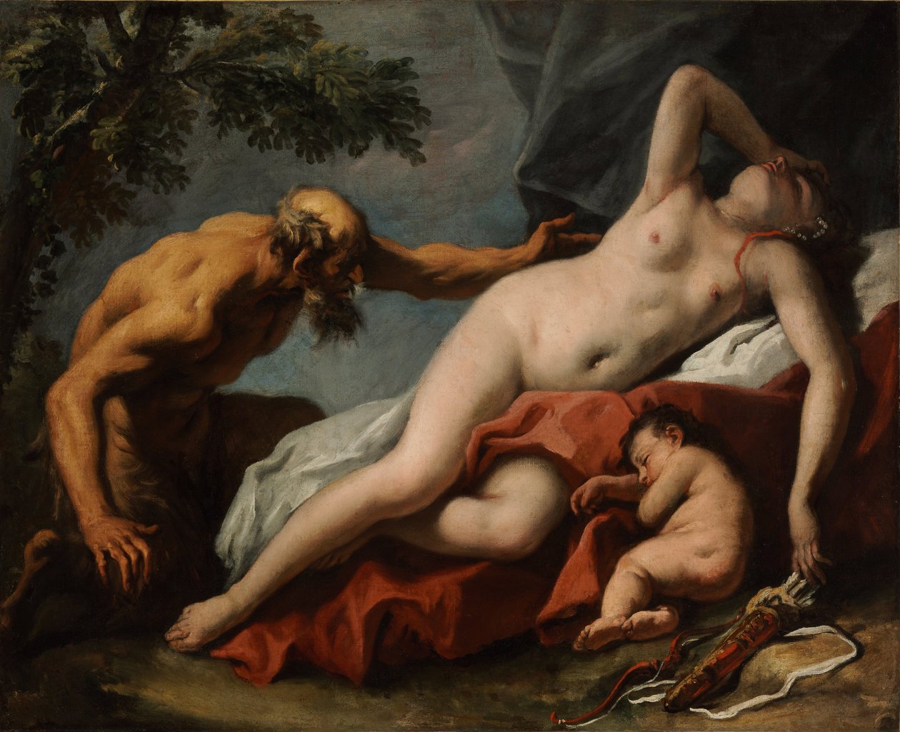 Venus ja Satyr - Sebastiano Riccin maalaus tekijältä Sebastiano Ricci