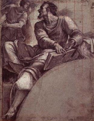 Profeetta, jolle enkeli puhui (painettu) tekijältä Sebastiano del (c.1485 1547) Piombo