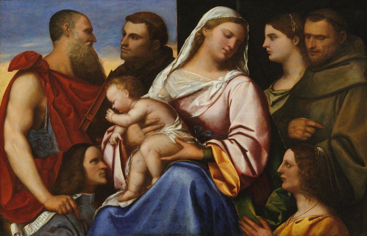 Madonna ja lapsi pyhien ja lahjoittajien kanssa. tekijältä Sebastiano del Piombo