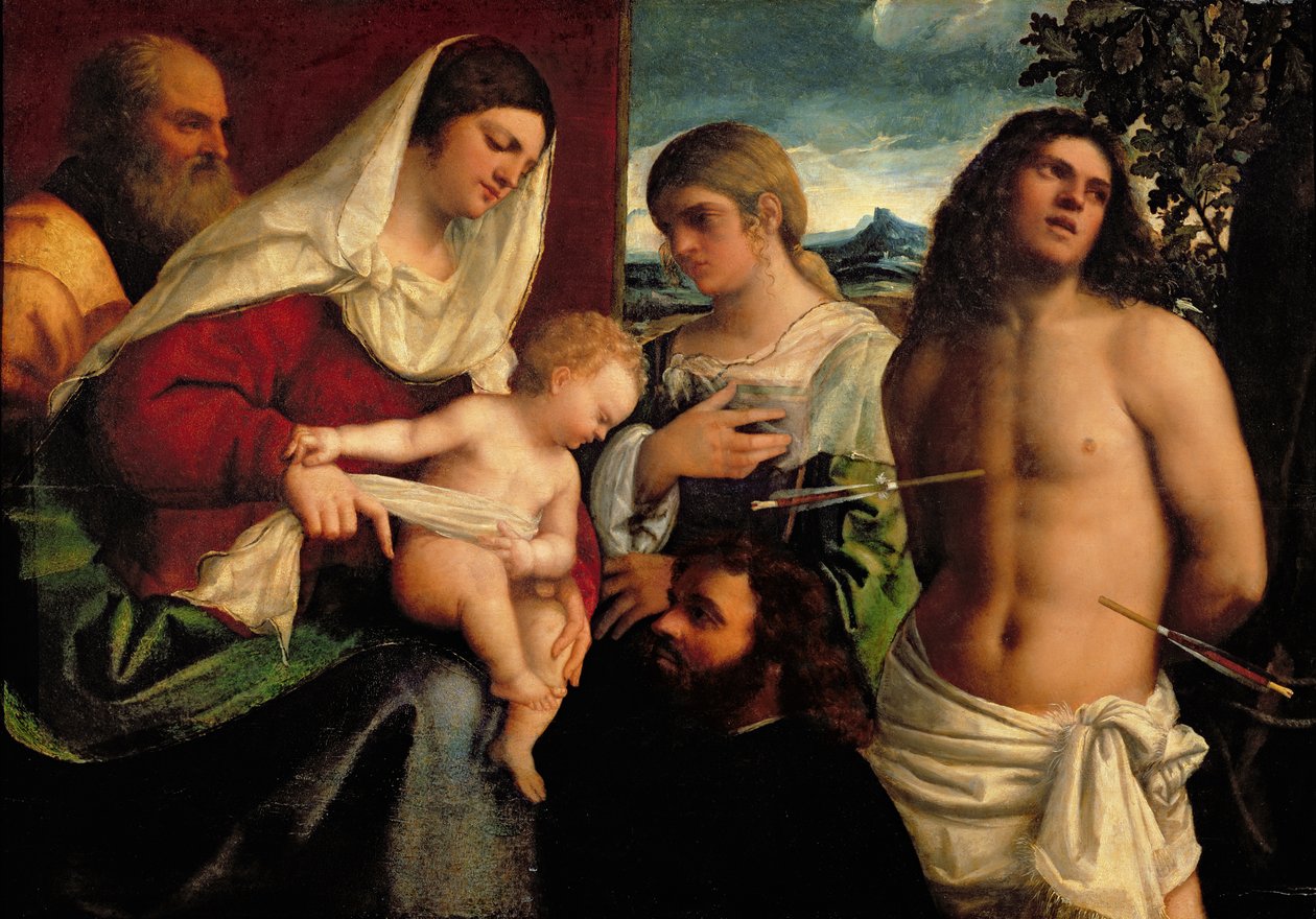Sacra Conversazione SS:n kanssa. Katariina, Sebastian ja Pyhä perhe tekijältä Sebastiano del Piombo