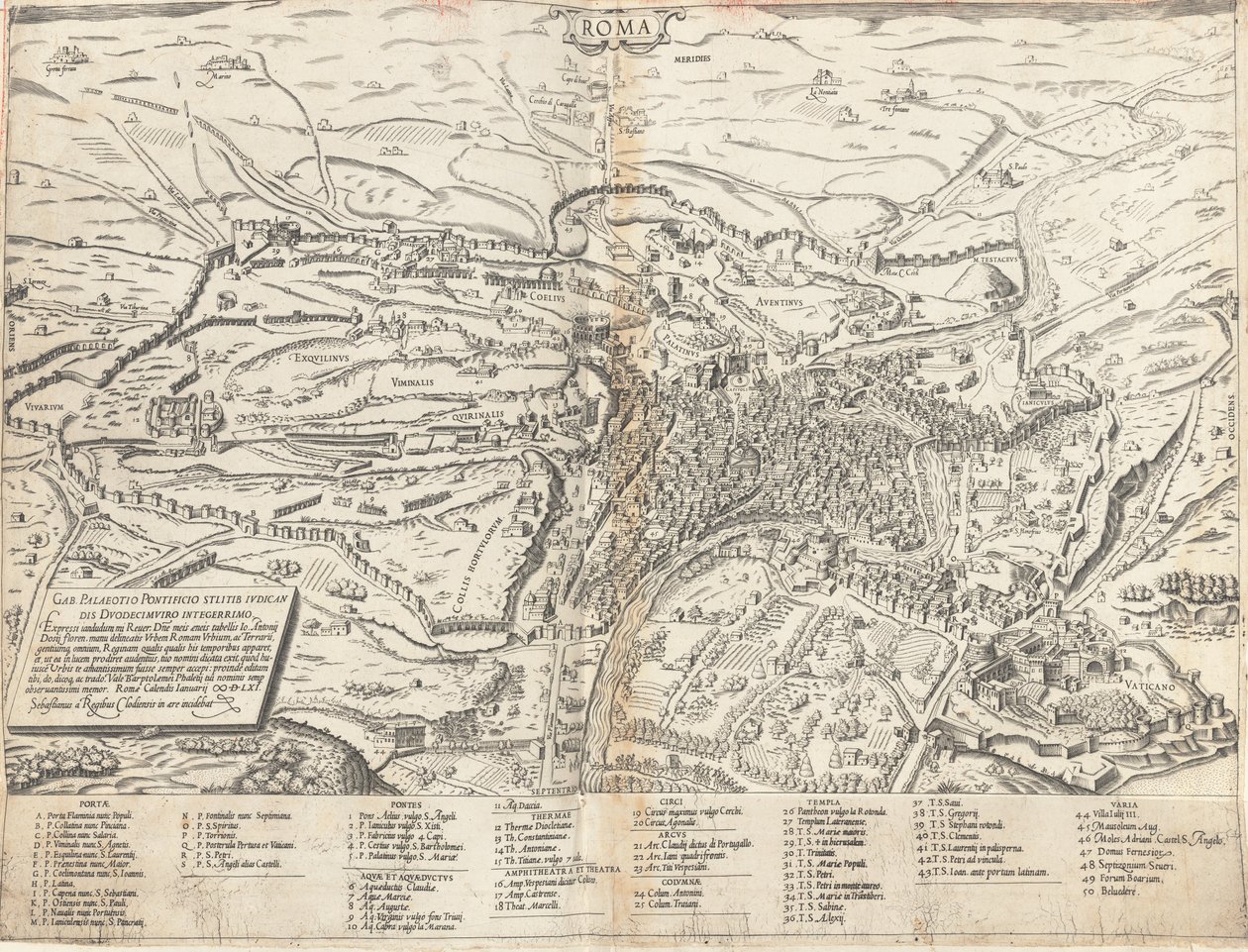 Topografinen kartta modernista Roomasta tekijältä Sebastiano di Re after Giovanni Antonio Dosio