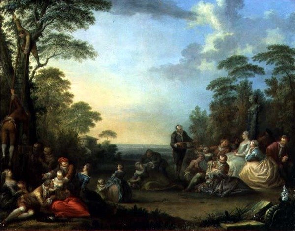 The Bird Catchers, 1750 (paneeli) (pari numeroon 87637) tekijältä Sebastien II Le Clerc