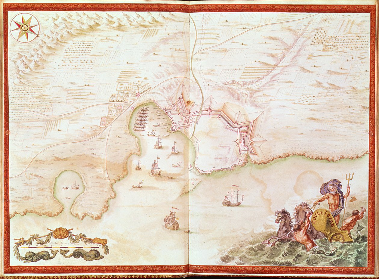 Ms. 986, Vol.1 "Louis XIV Atlas", Colliouren kartta, 1683-88 tekijältä Sebastien Le Prestre de Vauban