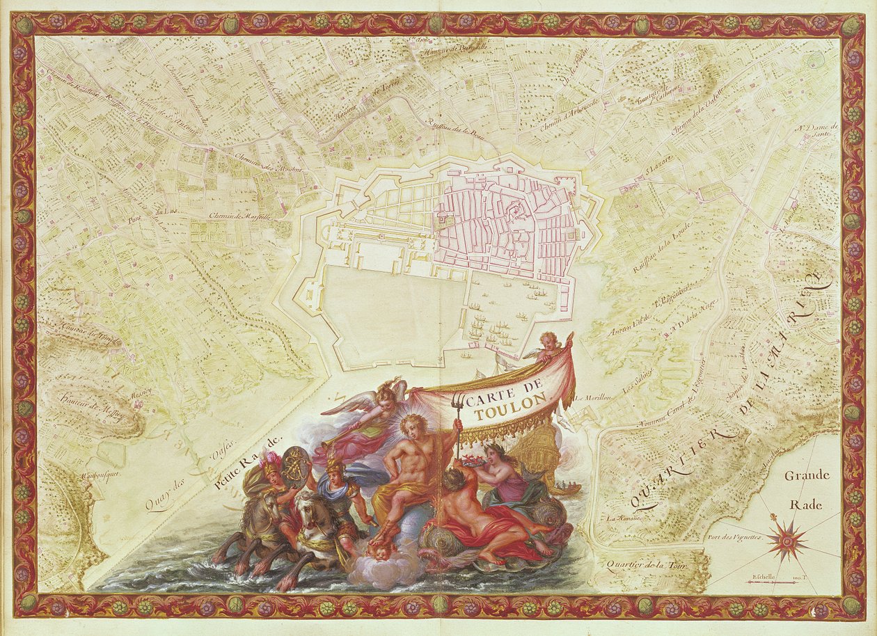 Ms. 986, Vol.3 fol.63 Toulonin suunnitelma ja kartta, 