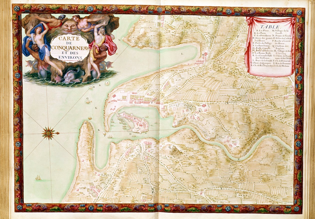 Ms 988 nide 3 fol.31 Concarneaun kartta, Atlas Louis XIV, 1683-88 tekijältä Sebastien Le Prestre de Vauban