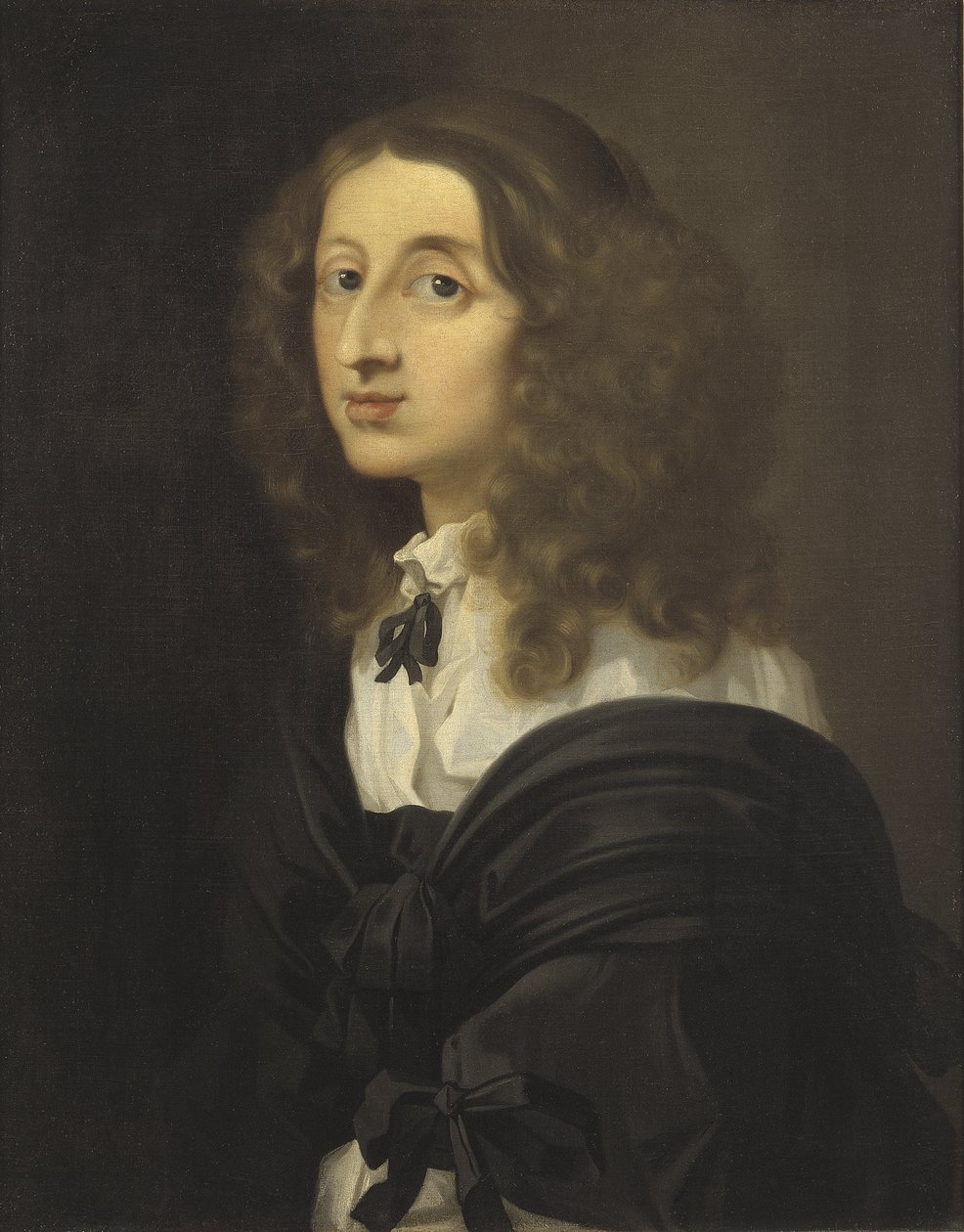 La reine Christine de Suede - Muotokuva Ruotsin kuningatar Christinasta (1626-1689), kirjoittanut Bourdon, Sebastien (1616-1671). Öljy kankaalle. Mitat: 72x58 cm. Tukholman kansallismuseo tekijältä Sébastien Bourdon