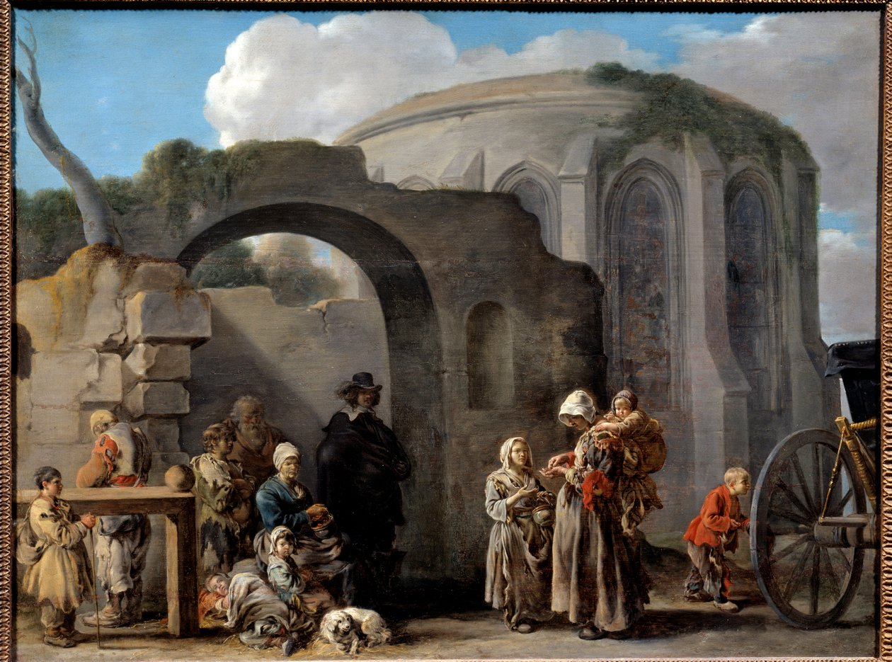 Les beggars Sebastien Bourdonin (1616-1671) maalaus 1600-luvun su. 0,49x0,65 m tekijältä Sébastien Bourdon