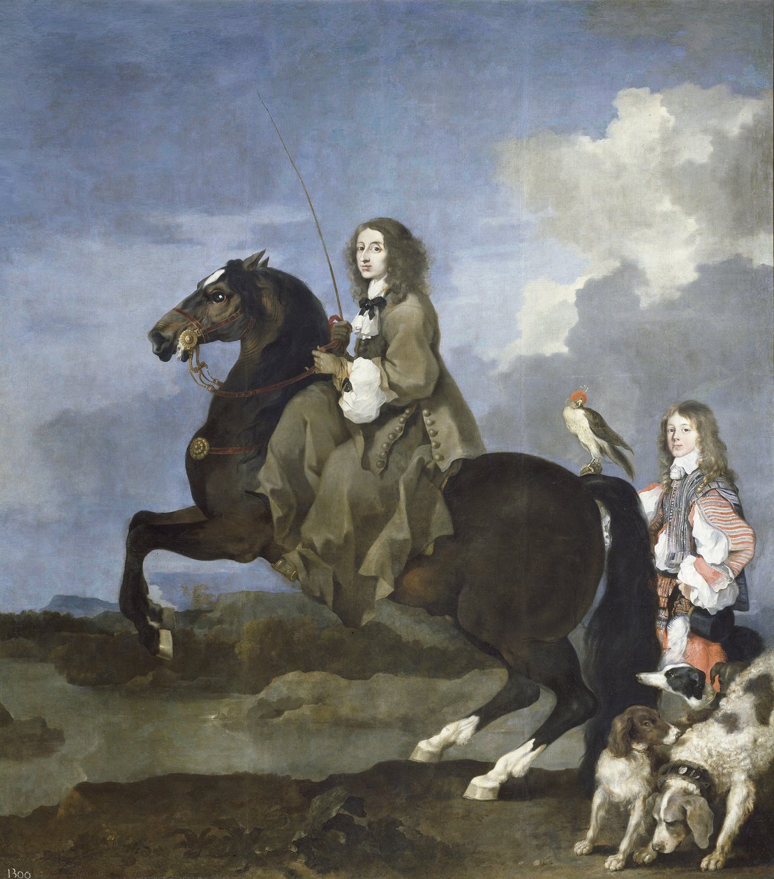 Muotokuva Ruotsin Kristiinasta hevosen selässä (1626-1689), Ruotsin kuningattaresta - Ruotsin Kristiinasta (1626-1689) hevosen selässä - Sebastien Bourdonin (1616-1671) maalaus tekijältä Sébastien Bourdon