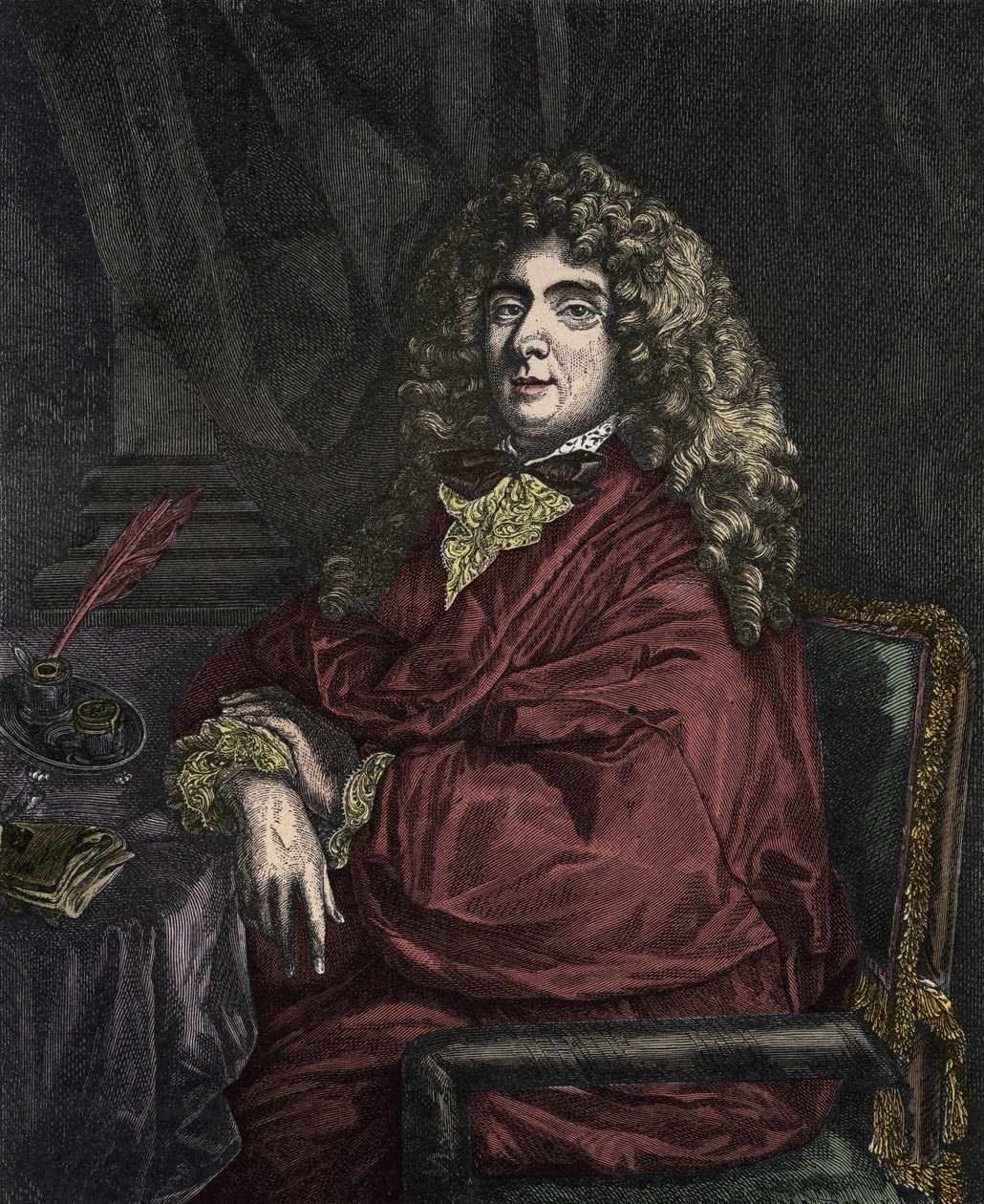 Muotokuva Jean-Baptiste Poquelinista dit Molieresta (Jean Baptiste Poquelin tekijältä Sébastien Bourdon