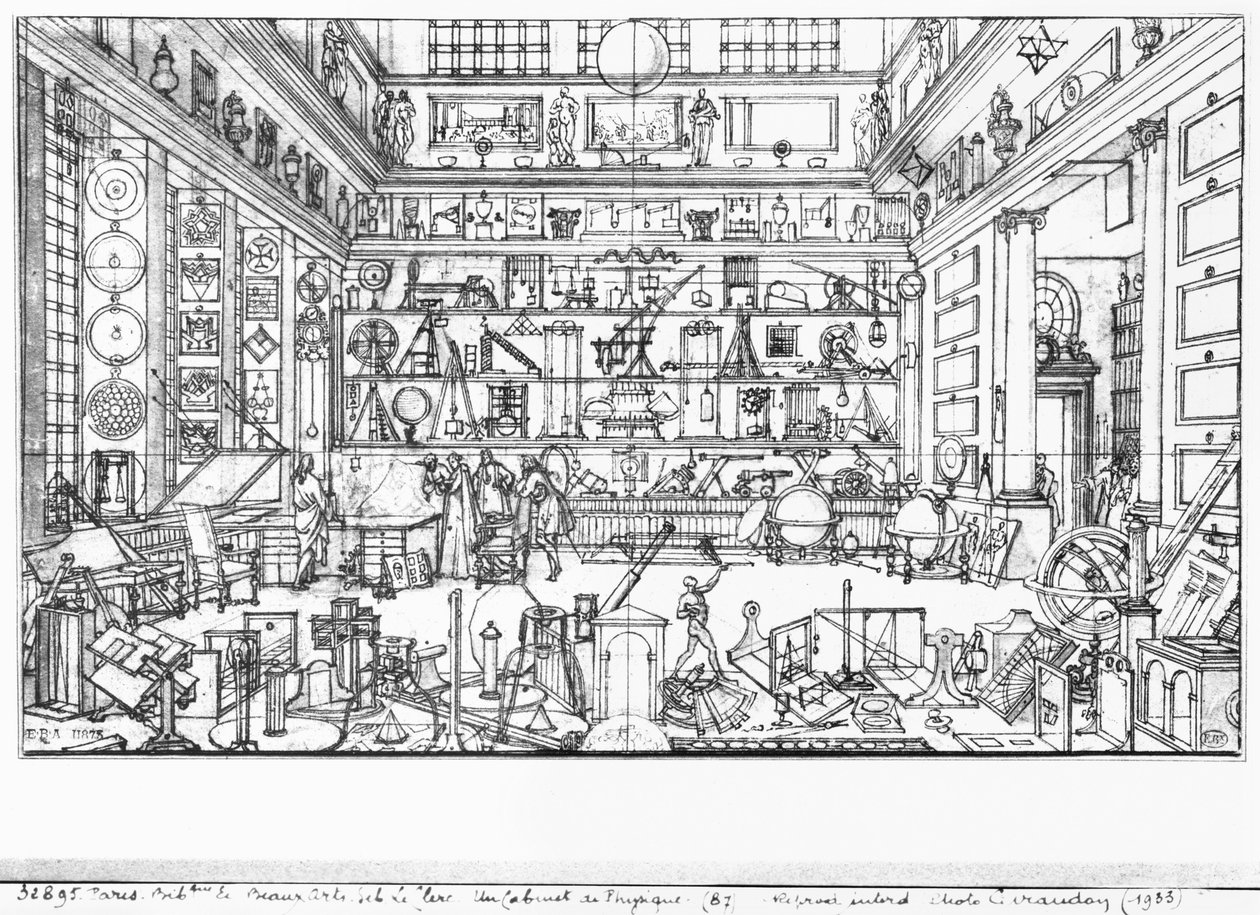 Fysiikan kabinetti, 1687 tekijältä Sebastien I Le Clerc