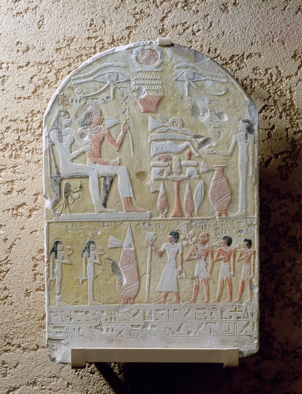 Tembun hautakivi (maalattu kalkkikivi) tekijältä Second Intermediate Period Egyptian