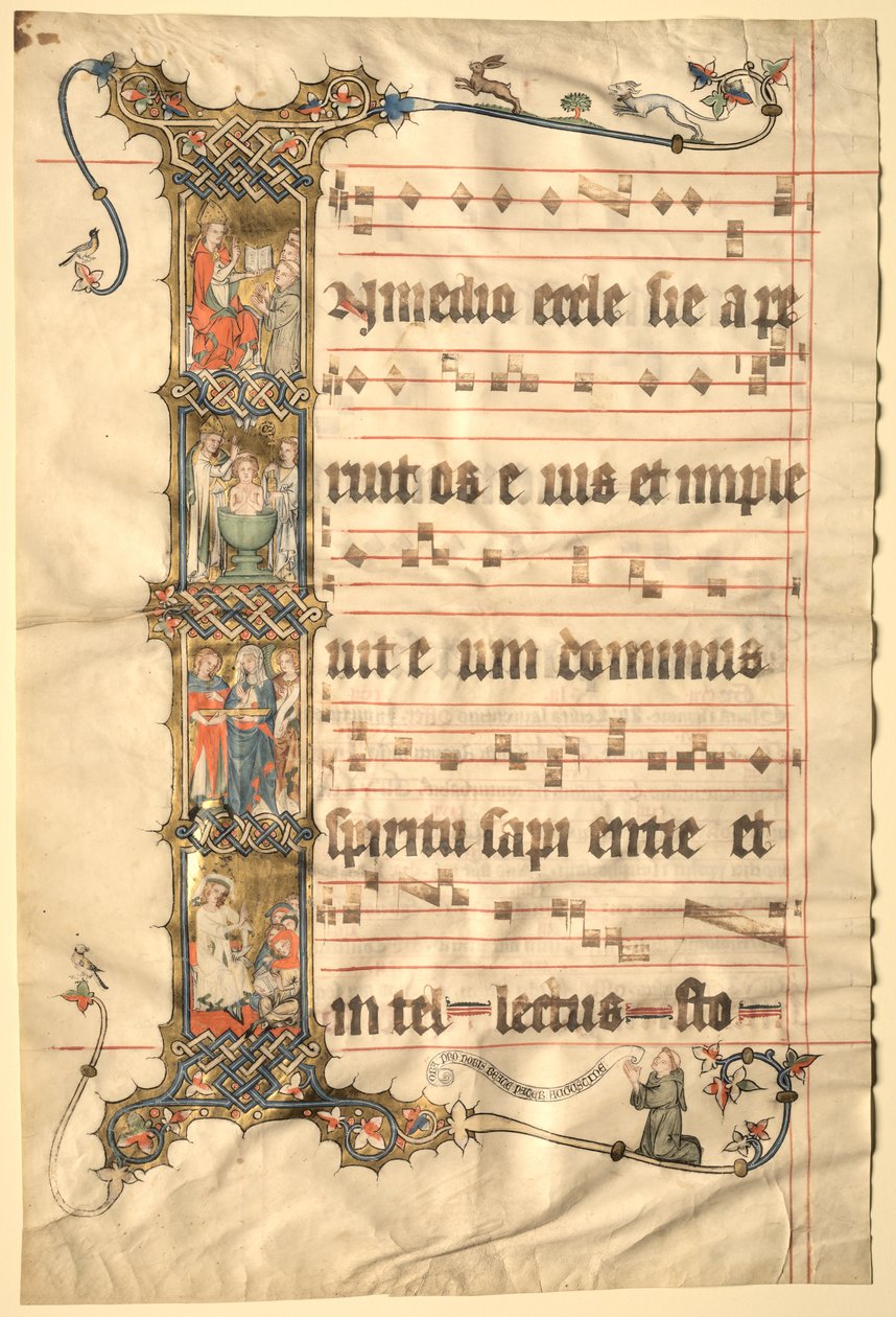 Lehti Wettinger Gradualista: Historiated Initial I..., c1330. tekijältä Second Master of the Wettinger Gradual