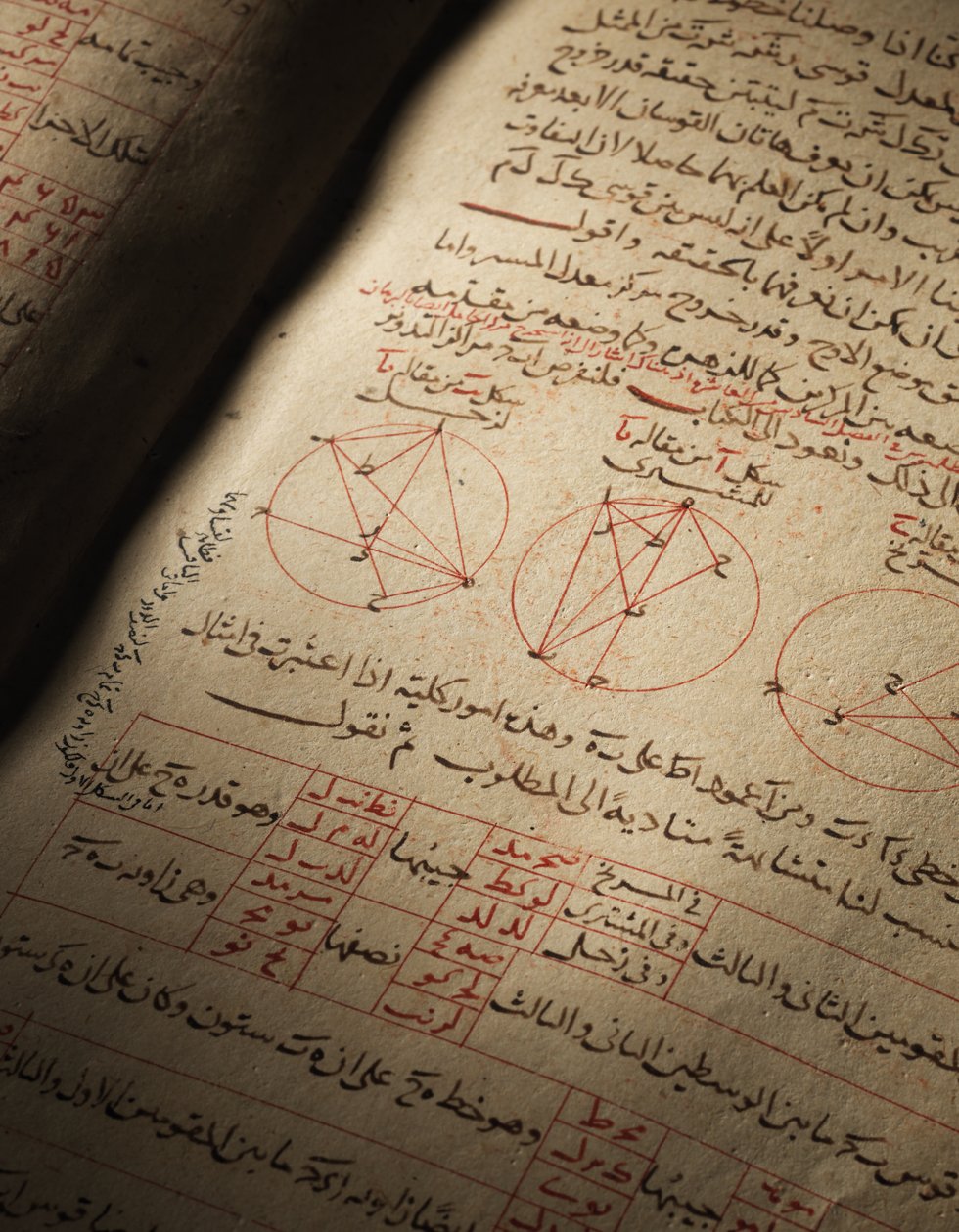 Nasir Al-Din Muhammad bin Al-Hasan Al-Tusin tutkielma tähtitieteen ja matematiikan kokoelmasta tekijältä Seljuq Dynasty