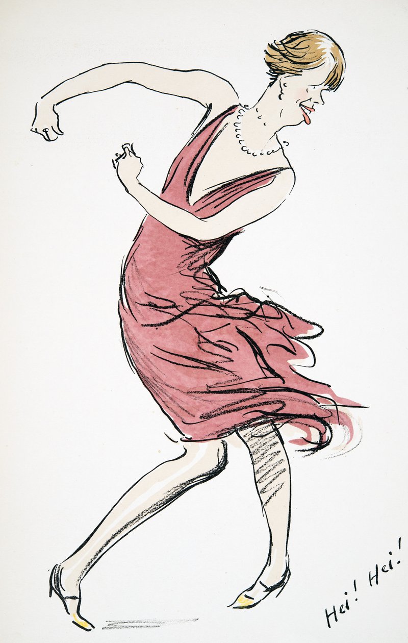 Tanssiva transvestiitti, julkaisusta White Bottoms, pub. 1927 (värikuvio) tekijältä Sem