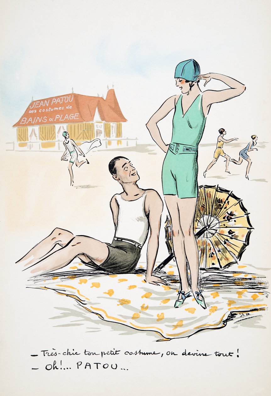 Jean Patoun Bains ou Plage -puvut, White Bottoms, pub. 1927 (värikuvio) tekijältä Sem