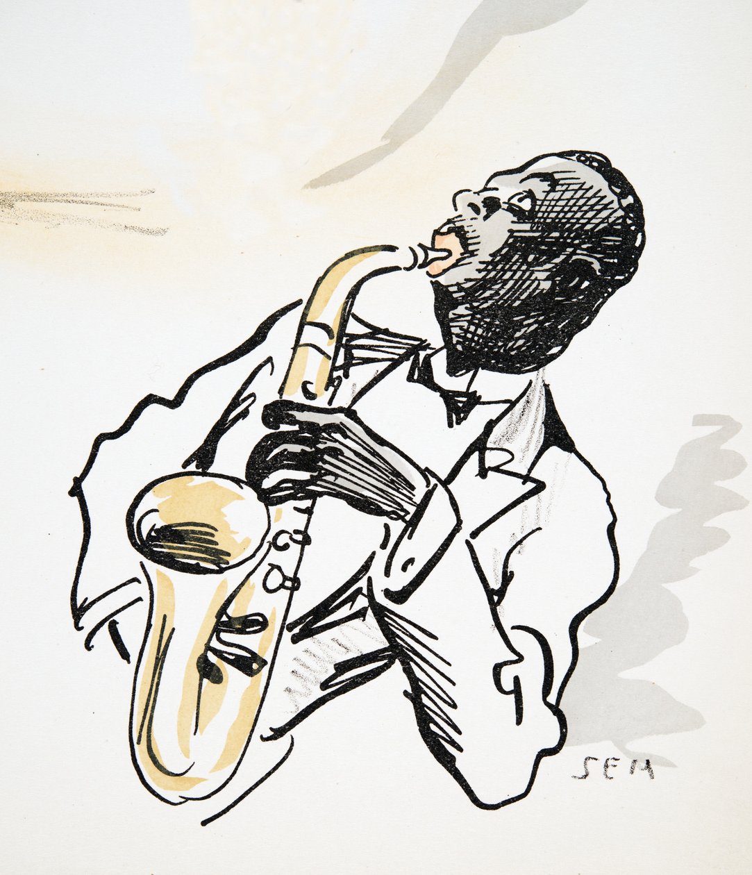 Saxophone Player, White Bottoms, pub. 1927 (värikuvio) tekijältä Sem
