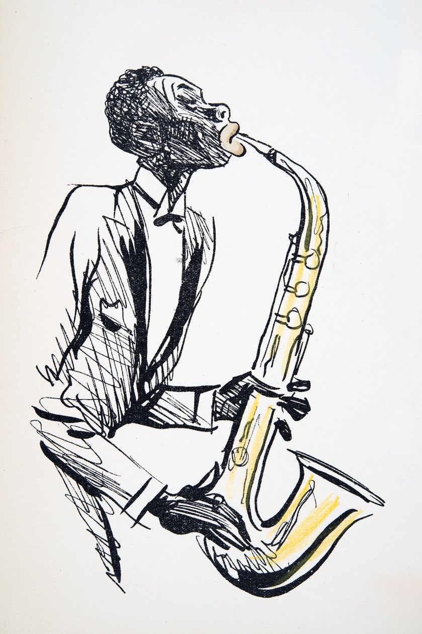 Saxophone Player, White Bottoms, pub. 1927 (värikuvio) tekijältä Sem