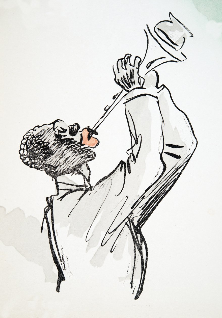 Trumpet Player, White Bottoms, pub. 1927 (värikuvio) tekijältä Sem