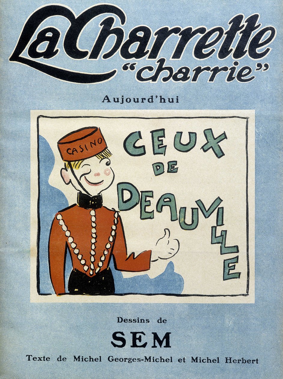 Distribuïdor de casino de Deauville, il·lustració de Sem per a la portada de la revista mensual “” La charrette charrie”””” (1922). finlandès tekijältä Sem