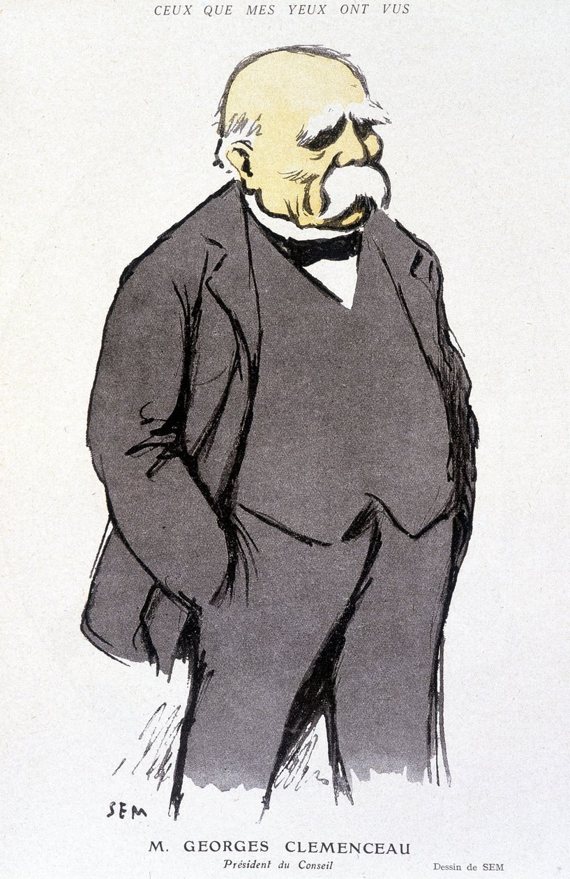 Muotokuva Georges Clémenceau - dess. kirjoittanut Sem (1863 - 1934), teoksessa "Fantasio" tai 1.2.1918, no. 265 tekijältä Sem