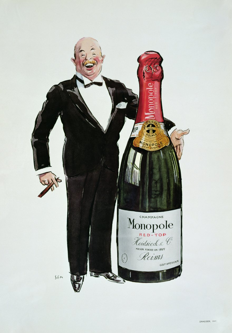 Mainos Heidsieck Champagnesta, n. 1910 tekijältä Sem