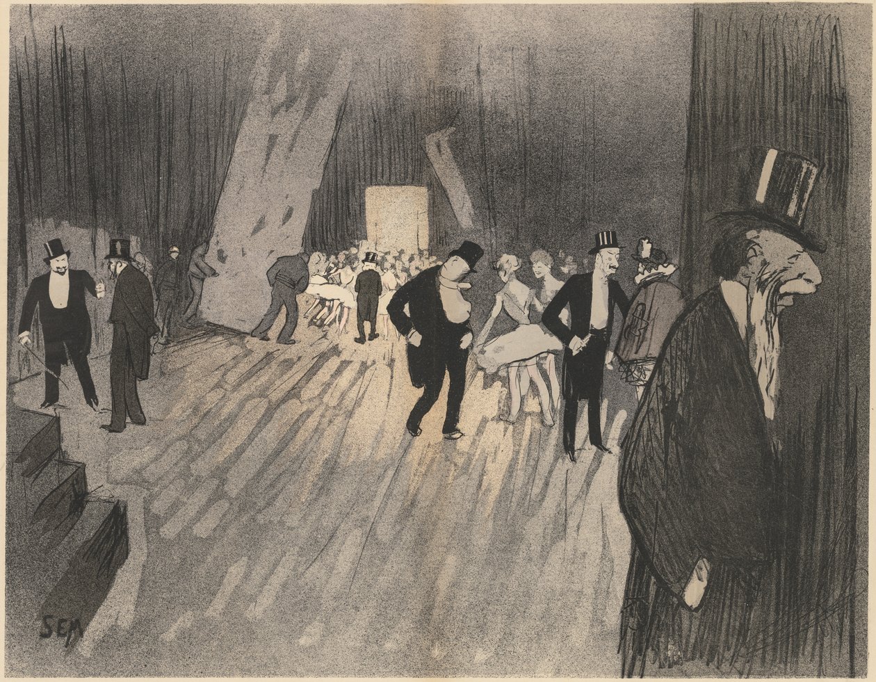 Baletin kulissien takana, c. 1900. tekijältä Sem