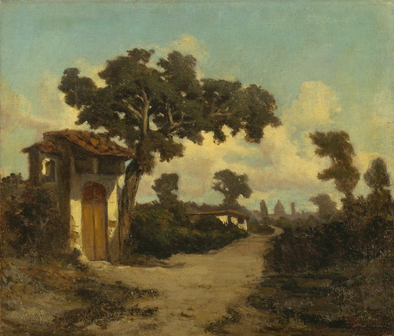 Firenzen ympäristössä, kirjoittanut Serafino De Tivoli (1825-1892), öljy kankaalle, 31x37 cm tekijältä Serafino de Tivoli