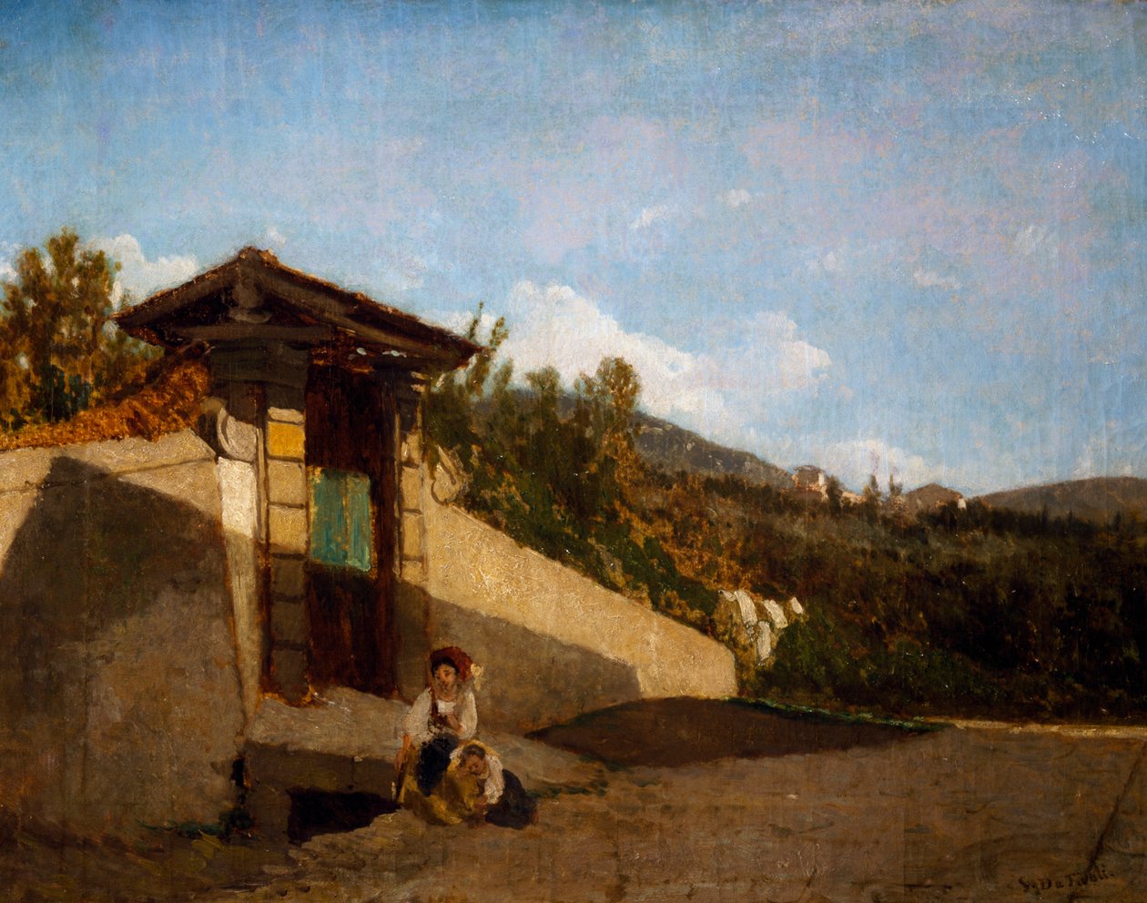 Villa Toscanan portico, n. 1861 (öljy kankaalle) tekijältä Serafino de Tivoli