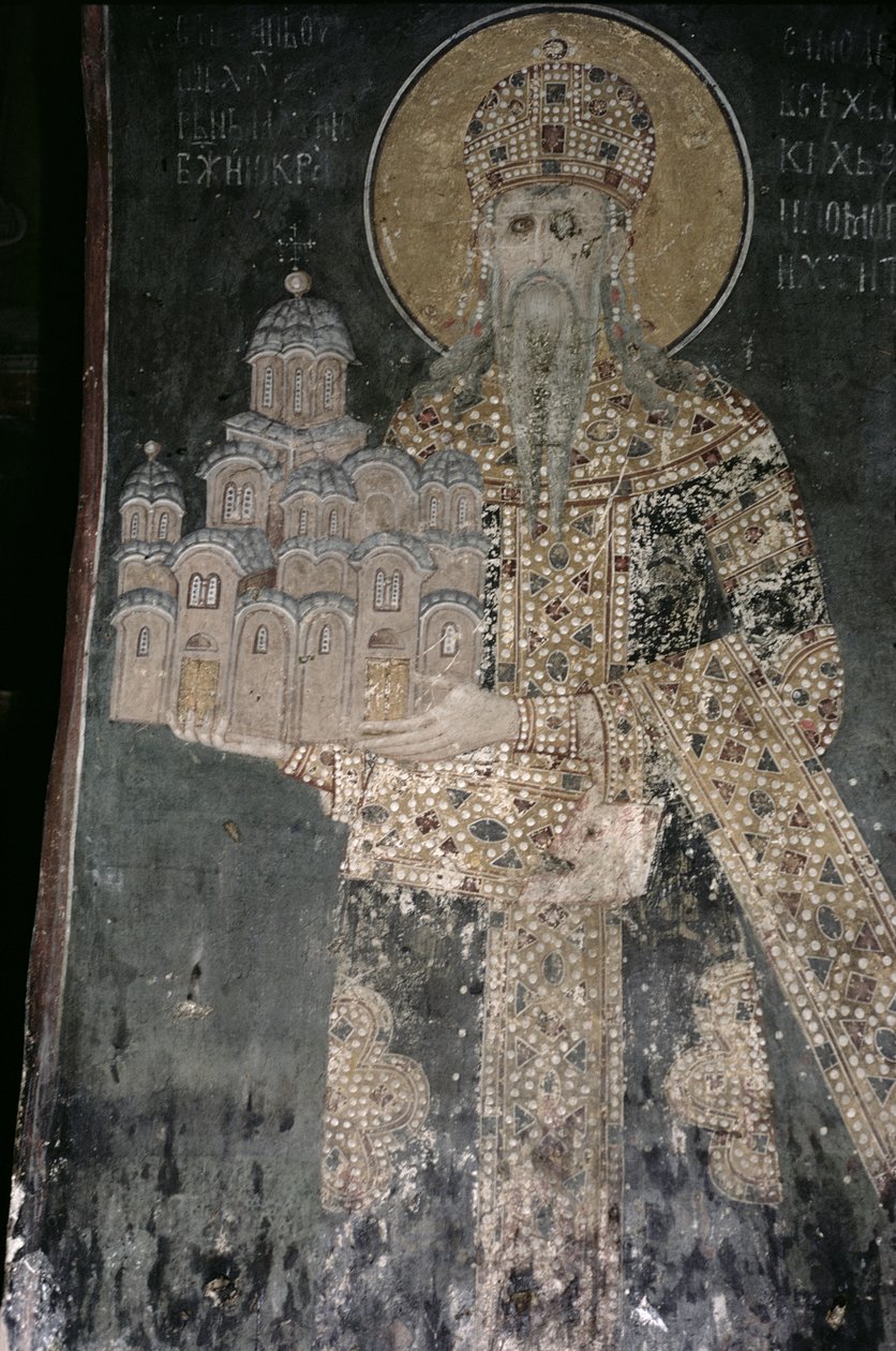 Kuningas Stephen Uros II Milutin (r.1282-1321) kirkon mallineen, 1311-21 tekijältä Serbian School