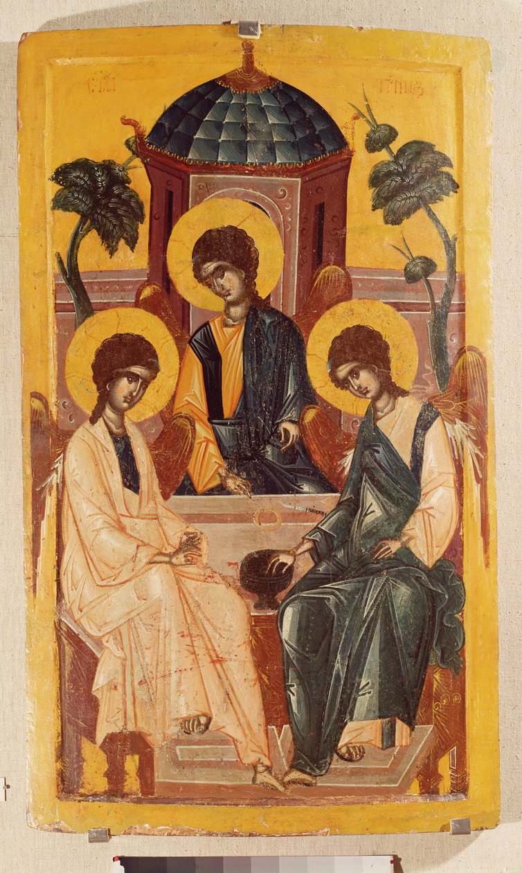 Pyhä kolminaisuus (tempera paneelissa) tekijältä Serbian School