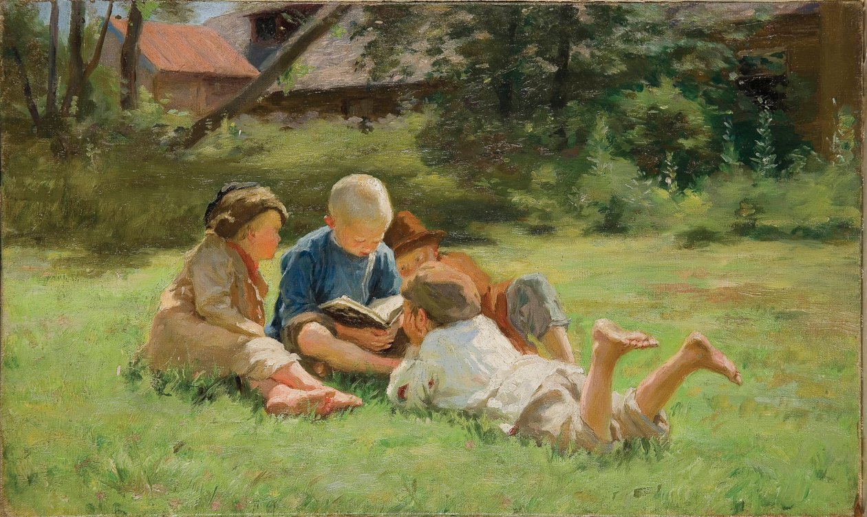 Lapset - Vinogradov, Sergei Arsenjevitš (1869-1938) - 1890-luku - Öljy kankaalle - tekijältä Sergei Arsenevich Vinogradov