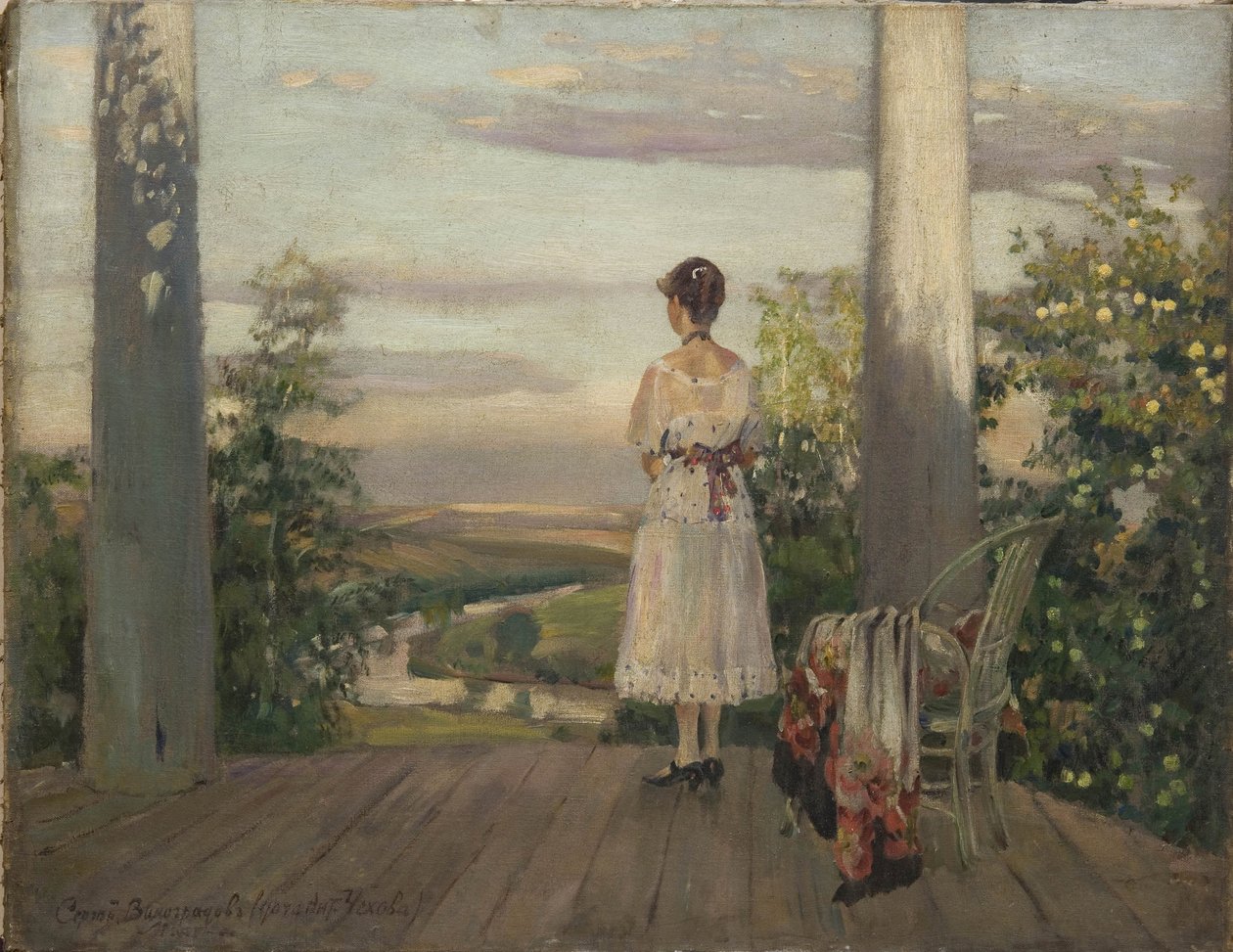 Anton Tšehovin maalaistalo Melikhovossa, 1910-luku tekijältä Sergei Arsenevich Vinogradov