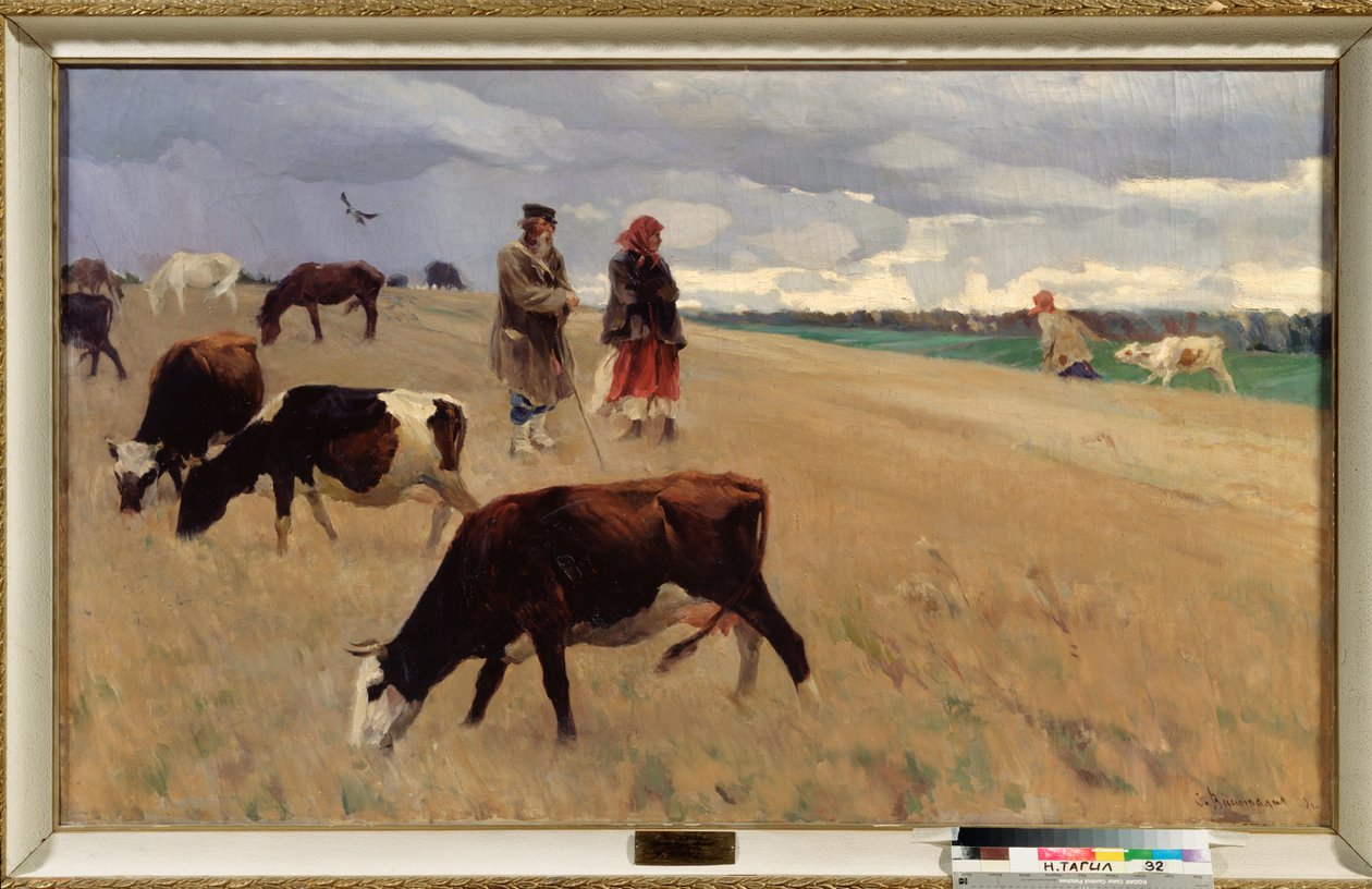 Sänkipellolla - Sergei Arsenjevitš Vinogradovin (1869-1938) maalaus öljy kankaalle tekijältä Sergei Arsenevich Vinogradov