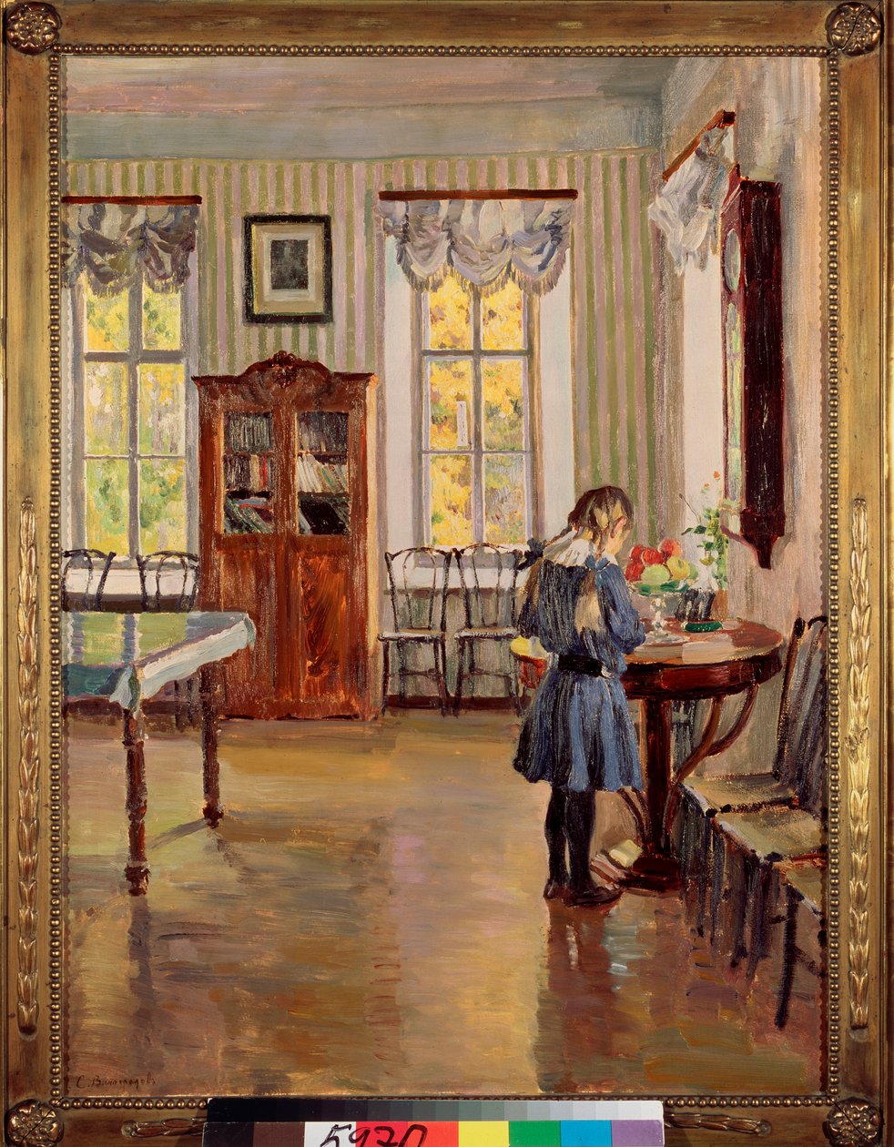 Talossa - Sergei Arsenjevitš Vinogradovin (1869-1938) maalaus öljy kankaalle tekijältä Sergei Arsenevich Vinogradov