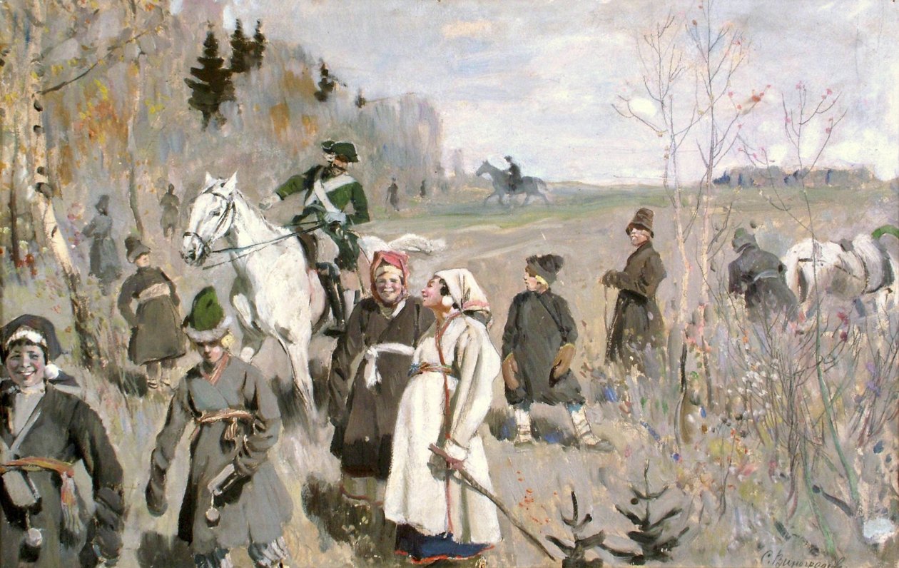 Metsästystä tsaari Pietari Suuren aikaan, 1907 tekijältä Sergei Arsenevich Vinogradov