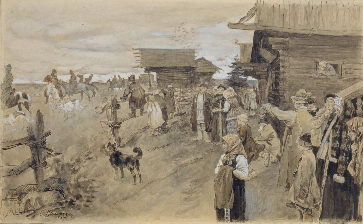 Metsästys Borzoisin kanssa, 1907 tekijältä Sergei Arsenevich Vinogradov