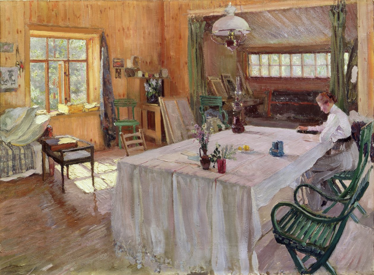 Taiteilija Konstantin Korovinin talossa (1861-1939) 1907 (öljy kankaalle) tekijältä Sergei Arsenevich Vinogradov