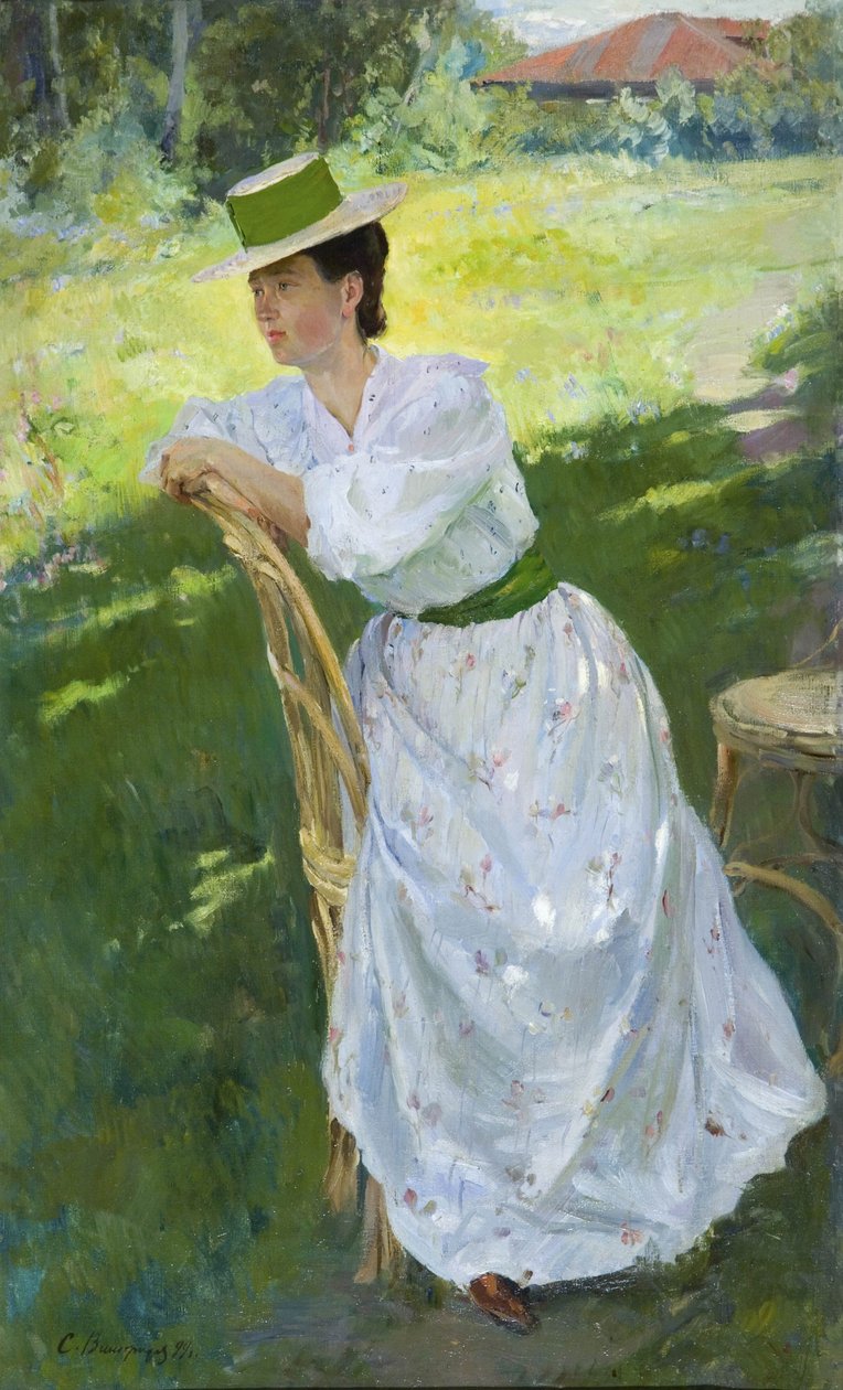 Naisen muotokuva ulkona, 1899 tekijältä Sergei Arsenevich Vinogradov