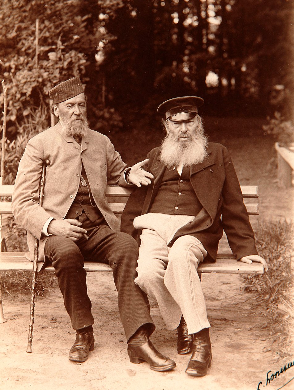 Jakov Polonsky ja Afanasy Fet, venäläiset runoilijat, 1890. tekijältä Sergei Dmitrievich Botkin