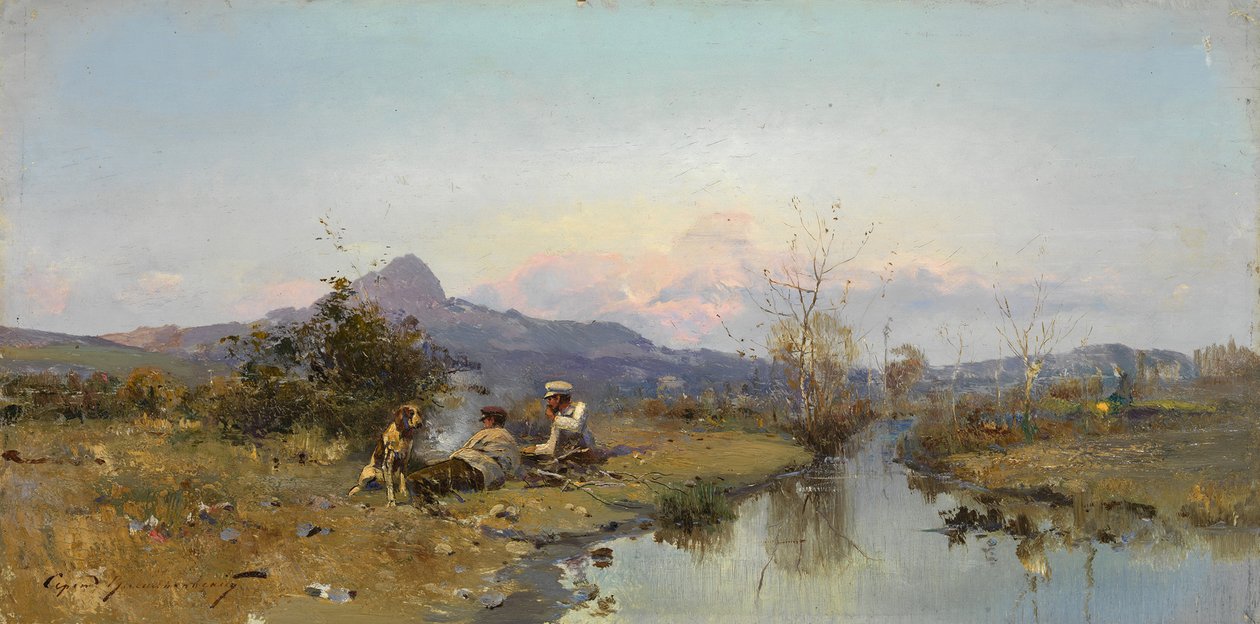 Metsästäjät levossa tekijältä Sergei Ivanovich Vasilkovsky