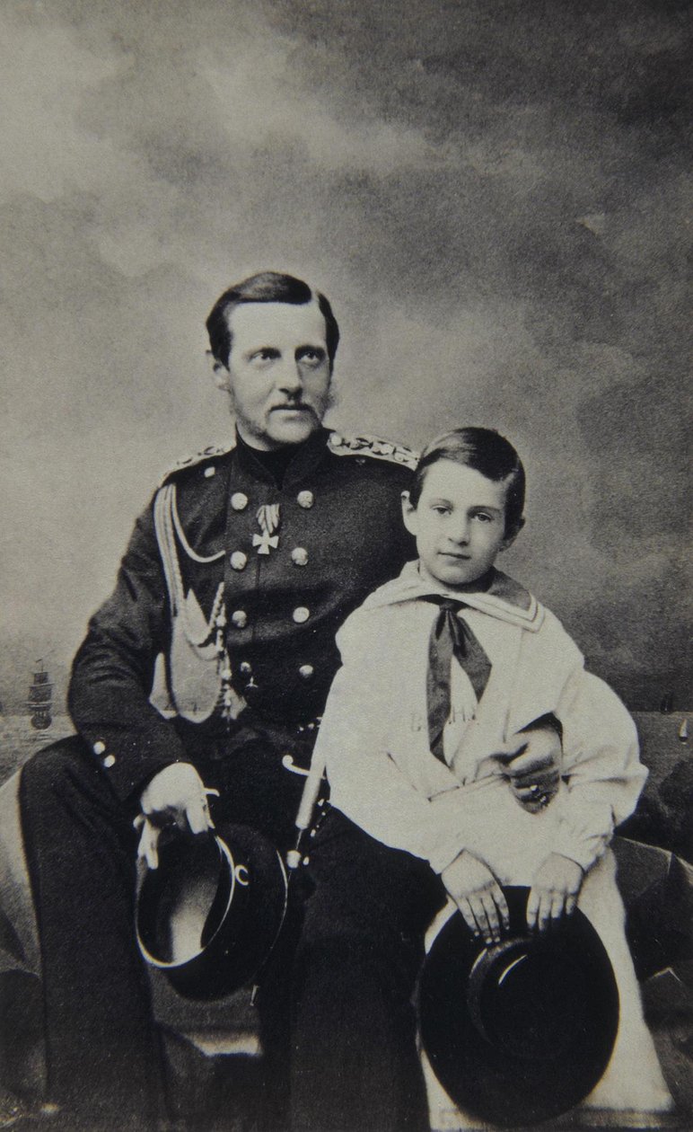 Muotokuva Venäjän suurruhtinas Konstantin Nikolajevitšista 1827-1892 pojan Nikolai Konstantinovicin kanssa tekijältä Sergei Lvovich Levitsky
