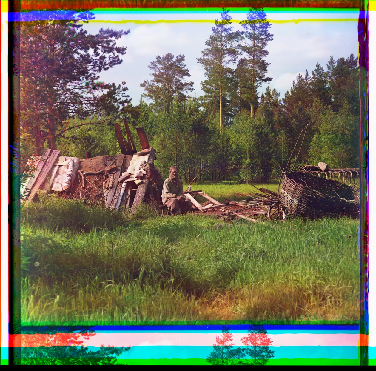 Uudisasukkaiden mökki, Uralvuorten alue, Venäjä tekijältä Sergei Mikhailovich Prokudin Gorskii
