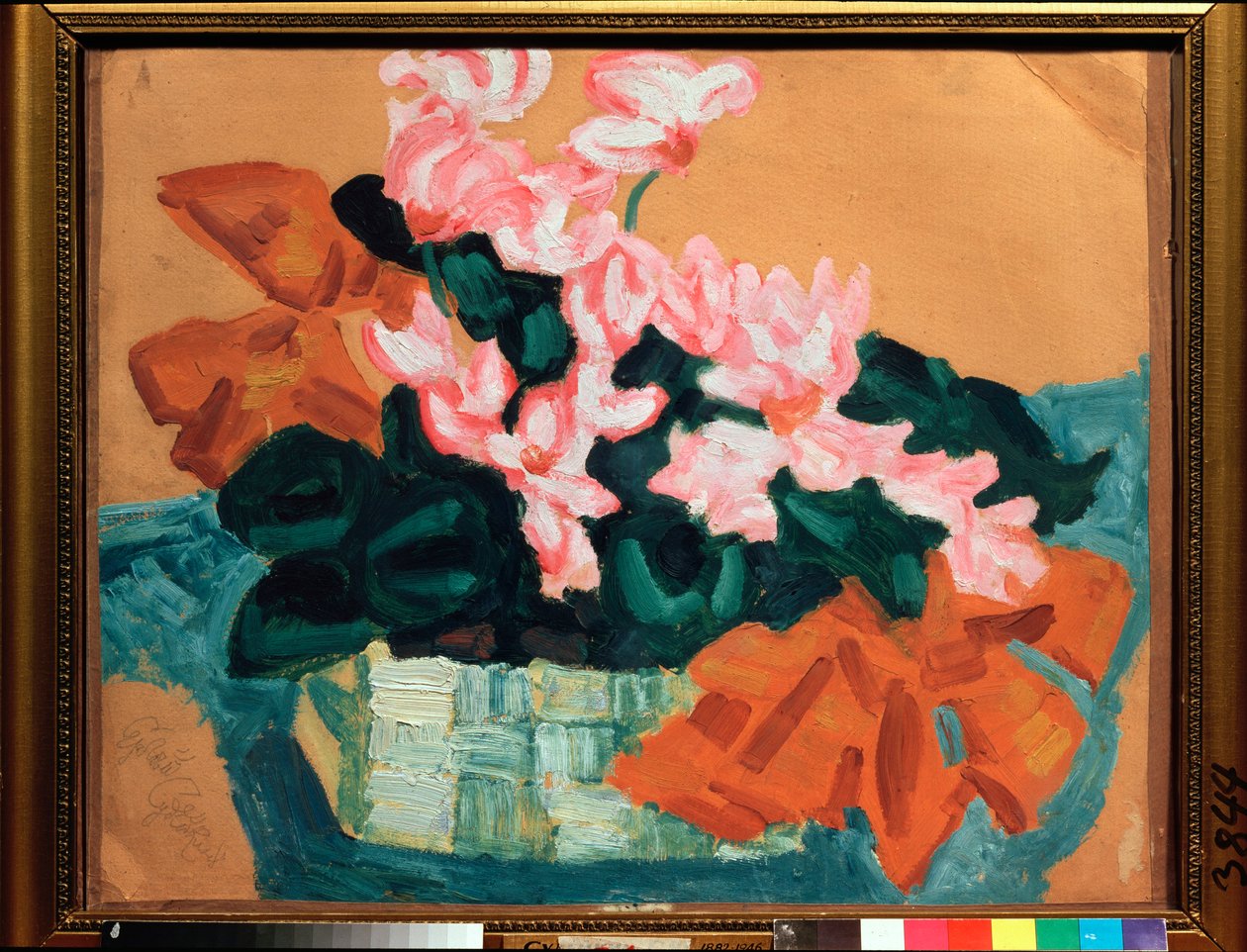 Fleurs, Nature morte (Kukat, asetelma) - Sergei Jurievich Sudeykin (Serge Soudeikine) (1882-1946) työ, öljy pahville - venäläinen taide, modernismi, jugend, 1900-luku - Valtion yhdistynyt taidemuseo, Kostroma (Venäjä) tekijältä Sergei Yurevich Sudeikin