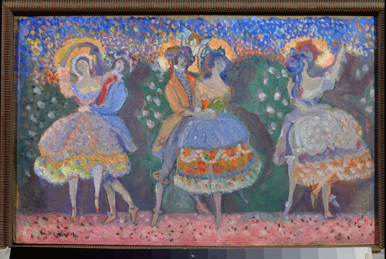 Un baletti (A Baletti) - Sergei Sudeykinin (Serge Soudeikine) (1882-1946) teos, öljy pahville, venäläinen taide, 1900-luku, modernismi - Valtion kirjallisuuden keskusmuseo, Moskova tekijältä Sergei Yurevich Sudeikin