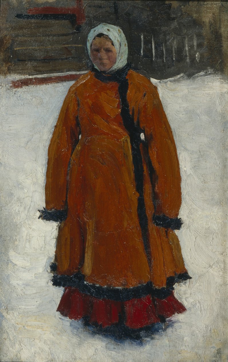 Tyttö punaisessa turkissa, 1903-1906 tekijältä Sergej Vasilevic Ivanov