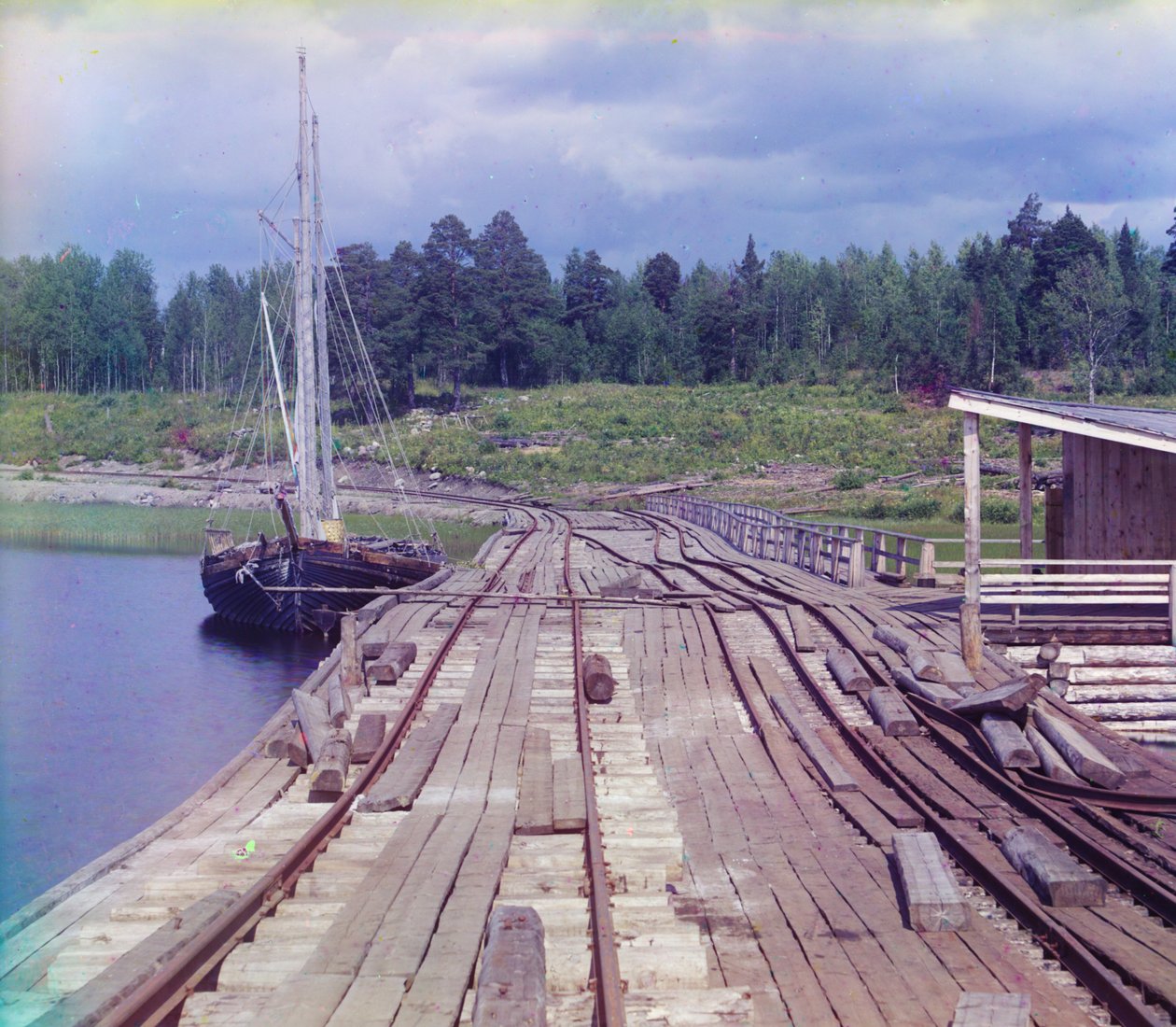 Lizhman aseman pato, Karjala, Murmanskin rautatien varrella, 1905-1915 tekijältä Sergey Prokudin Gorsky
